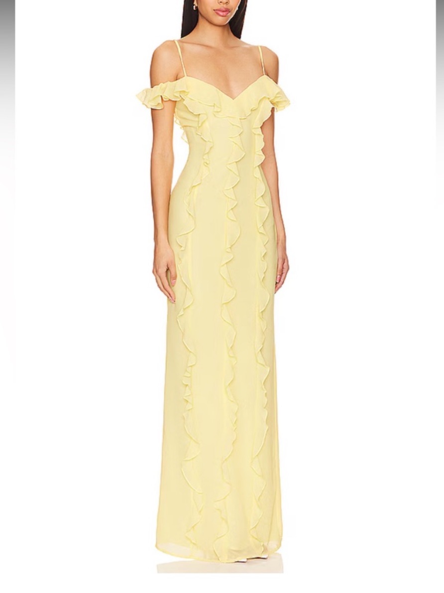 Lovers + Friends Yellow Ruffle Dress